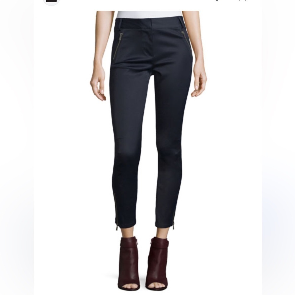 Veronica Beard Surf Cropped Pants satin navy blue size 6 cigarette